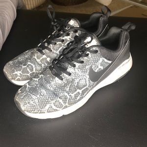 Gray snake print nikes